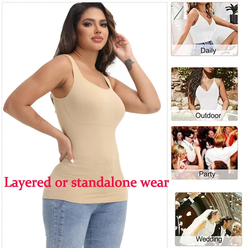Shapewear Camisole for Women Tummy Control Waist Trainer Shaping Tank Tops Slimming Body Shaper Compression Vest Underwear