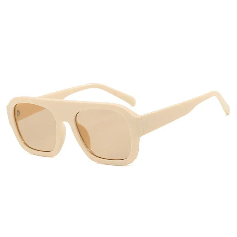 JNPCXI Fashion Square Women Sunglasses Shades UV400 Retro Leopard Tea Candy Color Gradient Men Punk Sun Glasses
