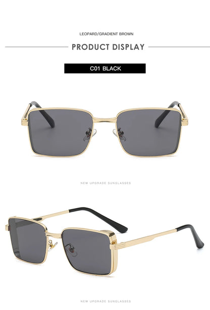Classic Square Steampunk Sunglasses Luxury Brand Designer Men Women Retro Rectangle Punk Metal Frame Sun Glasses UV400