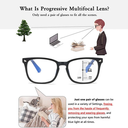 CRIXALIS Square Multifocal Progressive Reading Glasses Men Fashion With Diopters Anti-glare Computer Eyeglasses Women UV400