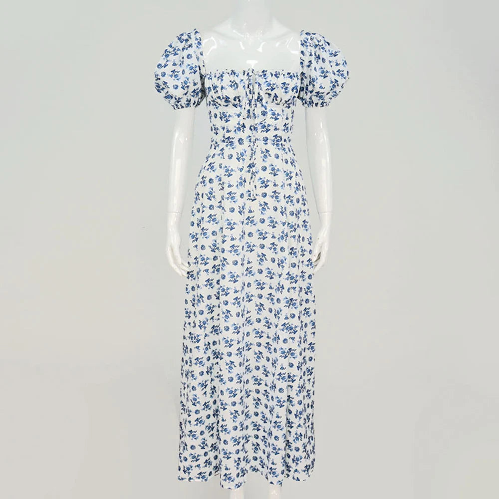 Summer Women Puff Sleeve Floral Printed Dress,Long Dresses,Woman Clothing,Dress Women,Women's Elegant Dresses,Sexy Costume Women