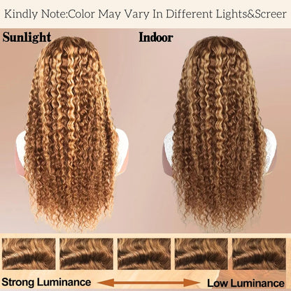 200 Density Invisible Strap Highlight 360 Full Hd Lace Front Wig Honey Blonde Deep Wave Frontal Wig Glueless Wig Human Hair