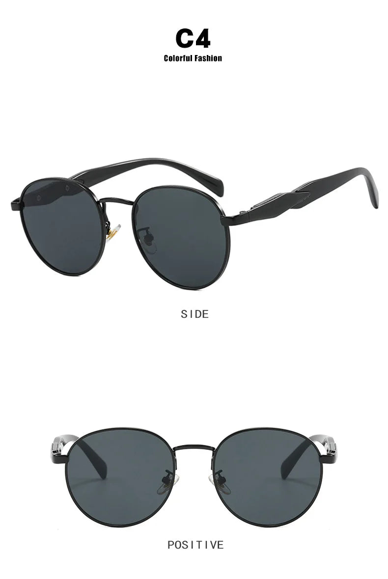 New European And American Circular Sunglasses For Women's Street Photography Metal Sunglasses Trendy Sun Glasses