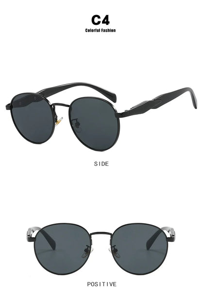 New European And American Circular Sunglasses For Women's Street Photography Metal Sunglasses Trendy Sun Glasses