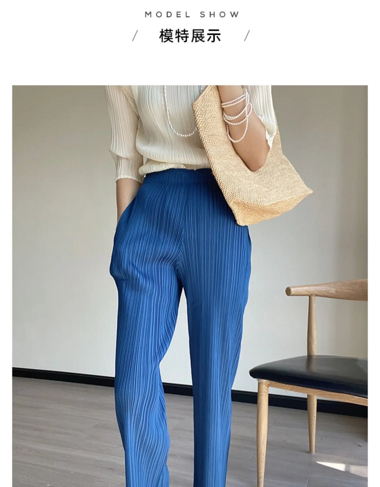 YUDX Spring Summer Autumn Women Casual Elegant Ladies Miyake Designer Casual Loose Straight Pleated Pants High Waist Trousers