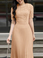ZANZEA Elegant Summer Short Sleeve Pleated Party Sundress Fashion Women Lace Patchwork Dresses 2025 Stylish Work OL Vestidos