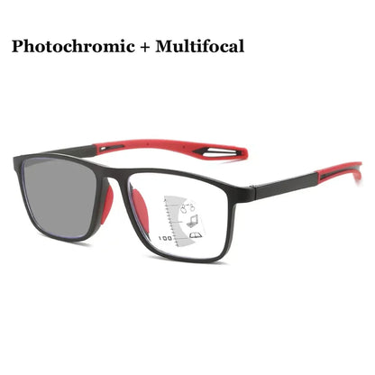 New Trendy TR90 Photochromic Multifocal Reading Glasses 3 in 1 Outdoor Bifocal Sunglasses Sports Anti Blue Near Far Eyeglasses