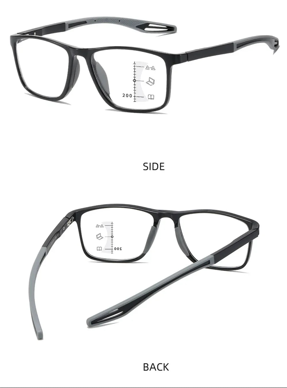 New Trendy TR90 Photochromic Multifocal Reading Glasses 3 in 1 Outdoor Bifocal Sunglasses Sports Anti Blue Near Far Eyeglasses