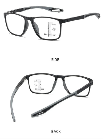 New Trendy TR90 Photochromic Multifocal Reading Glasses 3 in 1 Outdoor Bifocal Sunglasses Sports Anti Blue Near Far Eyeglasses
