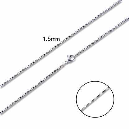 HIYEE Men's Thin Box Chain Necklace,1.5/2/2.5/3MM Stainless Steel Chain Link Collars Gift,Male DIY Jewelry,18 to 24 Inch Parts