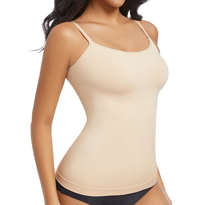Women Shapewear Top Tummy Control Body Shaper Scoop Neck Compressions Cami Vest mit  Straps Shaping Camisole Shirt Slim Vest