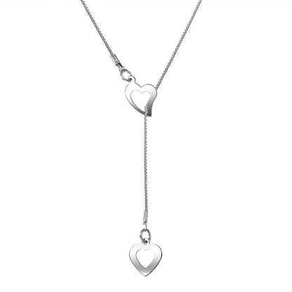 Fashion Double Love Heart Necklaces for Women Simple Sliver Color Personality Long Tassel Necklace Party Jewellery Gifts