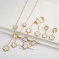 Hot Sale 3Pcs Stainless Steel 18k Gold-Plated Five-Leaf Flower Necklace Earrings Bracelet Jewelry Set For Woman Jewelry Clover