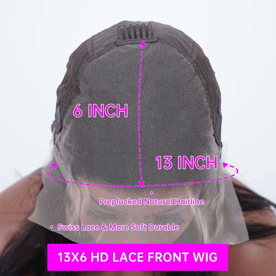 200% Chocolate Brown Deep Wave Human Hair Wig 30 38Inch Transparent Lace Frontal Wigs For Women 13x6 Lace Front Water Curly Wigs