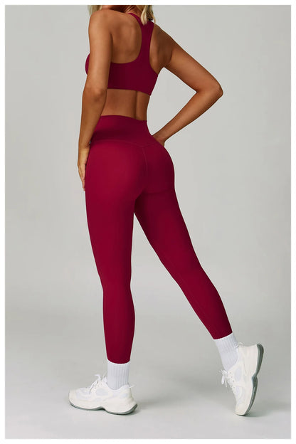 2PCS Yoga Clothing Set Women's High Waisted Leggings 3 Piece Fitness Suit Coat Jacket Exercise Wear Fitness Workout Underwear ﻿