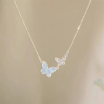Fashion Silver Color Crystal Butterfly Jewelry Set Adjustable Bracelet Earrings Necklace Ring for Women Handmade New Year Gift