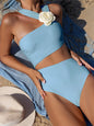 Vigoashely Solid 2025 One-shoulder Swimwear Women Sexy Push UP Hollow One Piece Swimsuit Monokini Summer Beach Lady Bathing Suit