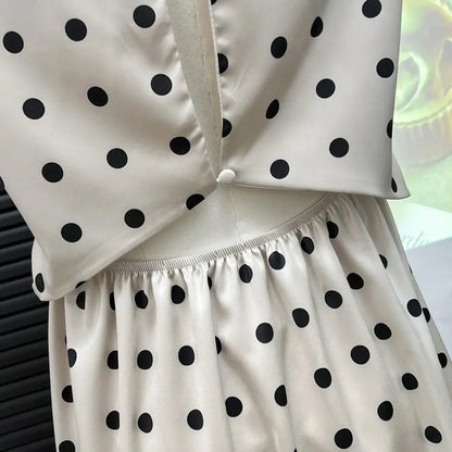Absobe French Lace Patchwork Satin Polka Dot A-Line Maxi Dress For Women Elegant Backless Long Gown Chic Birthday Party Outfit