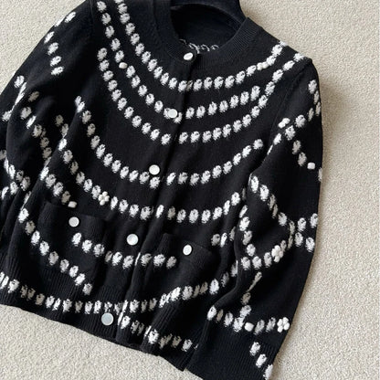 NIGO Women's Chain Embroidery Spring, Autumn And Winter Solid Color Long-Sleeved Round Neck Cashmere Cardigan Ngvp #nigo1844