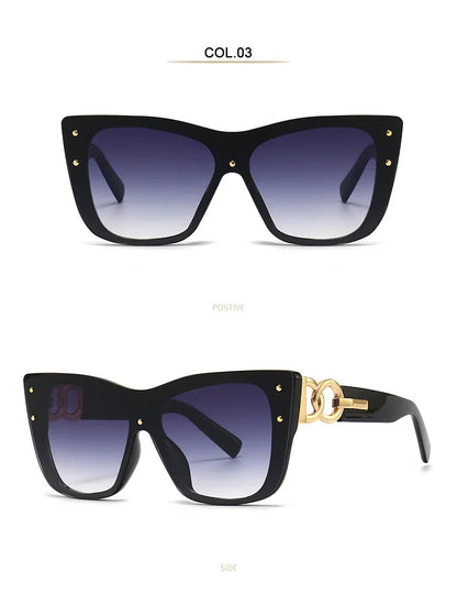 2025 New Fashion Big Frame Cat Eye Sunglasses For Ladies Street Shot Fashionable Sunglasses for Women Driving Shades UV400