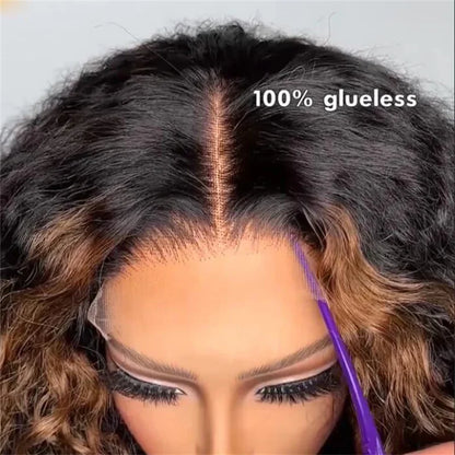 Ombre Blonde Soft 26 inch Long 180Density Kinky Curly Lace Front Wig For Women With BabyHair Preplucked Glueless Heat FiberDaily