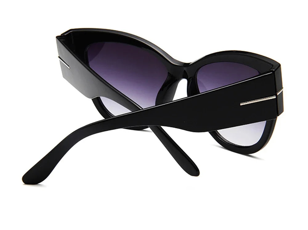 New Brand Sunglasses Women Luxury Designer T Fashion Black Cat Eye Oversized Sunglasses Female Gradient SunGlasses Oculos 2024