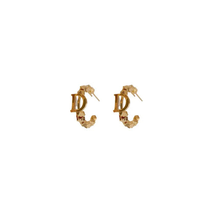Minar Hip Hop Rock Gold Color Alloy Beads C Shaped Earring for Women Letter Circle Geometric Hoop Earrings Statement Jewellery