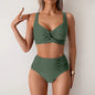 High Waist Sexy Bikini Set Biquini Swimwear Women Two Pieces Swimsuit  Beachwear V-Neck Bathing Suits Female