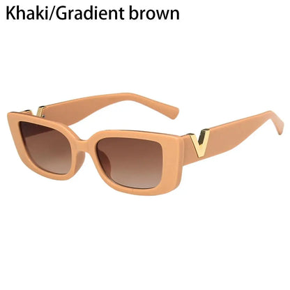 Retro Cat eyt Frame Sunglasses Women 2023 Luxury V Sun Glasses Men Fashion Rectangle Jelly Sunglasses with Metal Hinges UV400