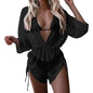 Sexy Print Bikini Set Three Piece Swimming Suits Bathing Suit Woman Beachwear High Waist Drawstring Swimsuit Women Swimwear