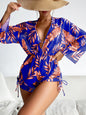 Sexy Print Bikini Set Three Piece Swimming Suits Bathing Suit Woman Beachwear High Waist Drawstring Swimsuit Women Swimwear