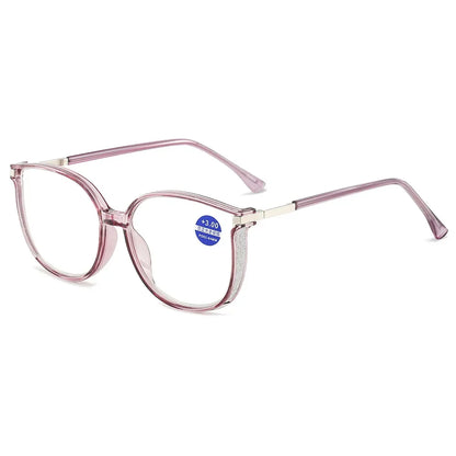 KLASSNUM Women Trendy Large Reading Glasses With Glitter Frame  Magnifing Transparent Glasses Plus Eyewear +1.0+1.5+2.0+2.5+3.0