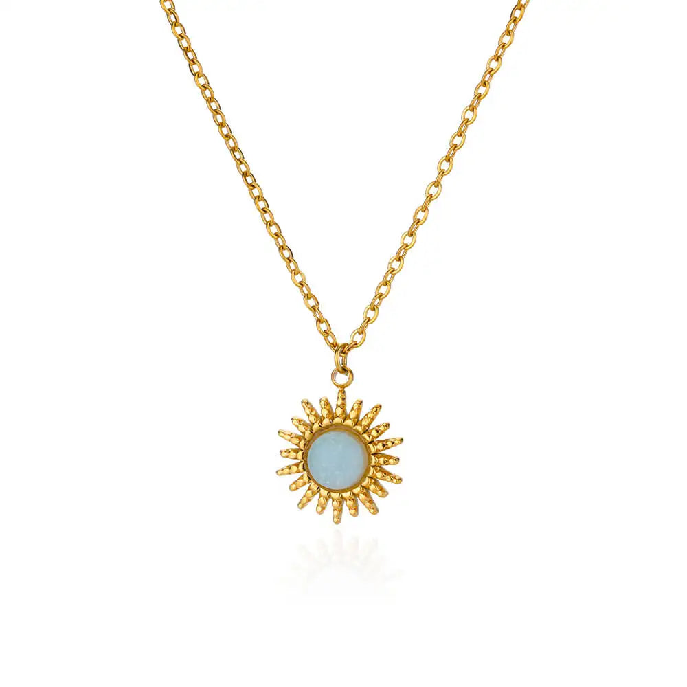 Stainless Steel Geometric Necklace For Women Fashion Sun Sunflower Pendant Clavicle Chain Aesthetic Jewelry Accessories Femme