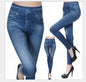 1pcs Women's Denim Print Leggings Females Fashion Slim Leggings Faux Jeans Leggings Lady Stretch Printed Tights Black Blue Pants