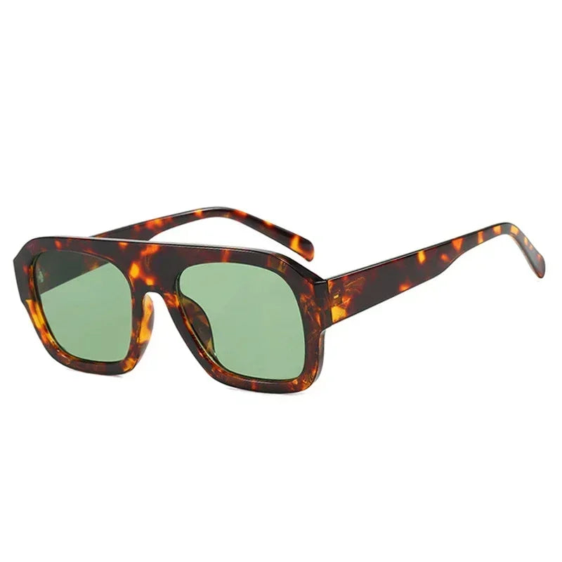 JNPCXI Fashion Square Women Sunglasses Shades UV400 Retro Leopard Tea Candy Color Gradient Men Punk Sun Glasses