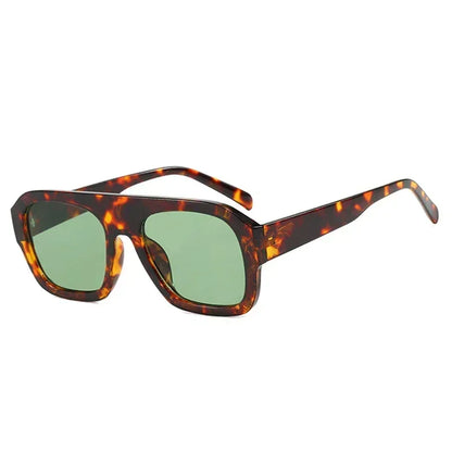 JNPCXI Fashion Square Women Sunglasses Shades UV400 Retro Leopard Tea Candy Color Gradient Men Punk Sun Glasses