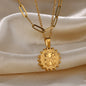 Stainless Steel Geometric Necklace For Women Fashion Sun Sunflower Pendant Clavicle Chain Aesthetic Jewelry Accessories Femme