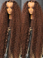 Deep Curly Wigs Human Hair Chocolate Brown 13x4 13x6 Hd Lace Frontal Wig Colored Water Wave Lace Front Wig for Women 30 36 Inch