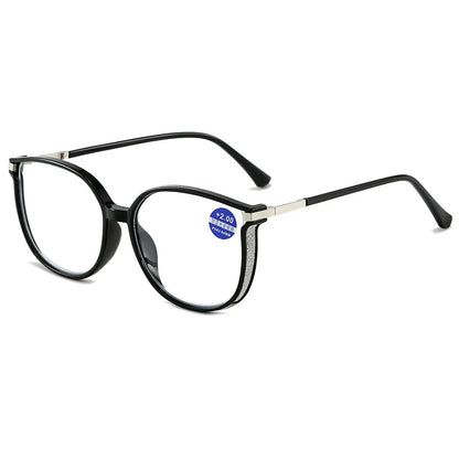 KLASSNUM Women Trendy Large Reading Glasses With Glitter Frame  Magnifing Transparent Glasses Plus Eyewear +1.0+1.5+2.0+2.5+3.0