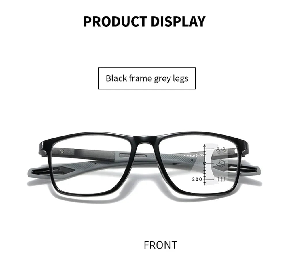 New Trendy TR90 Photochromic Multifocal Reading Glasses 3 in 1 Outdoor Bifocal Sunglasses Sports Anti Blue Near Far Eyeglasses
