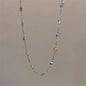 Rainbow Crystal Gemstone Retro Choker Colored Zircon Necklace For Women Simple Clavicle Chain Jewelry Fashion Wear Accessories