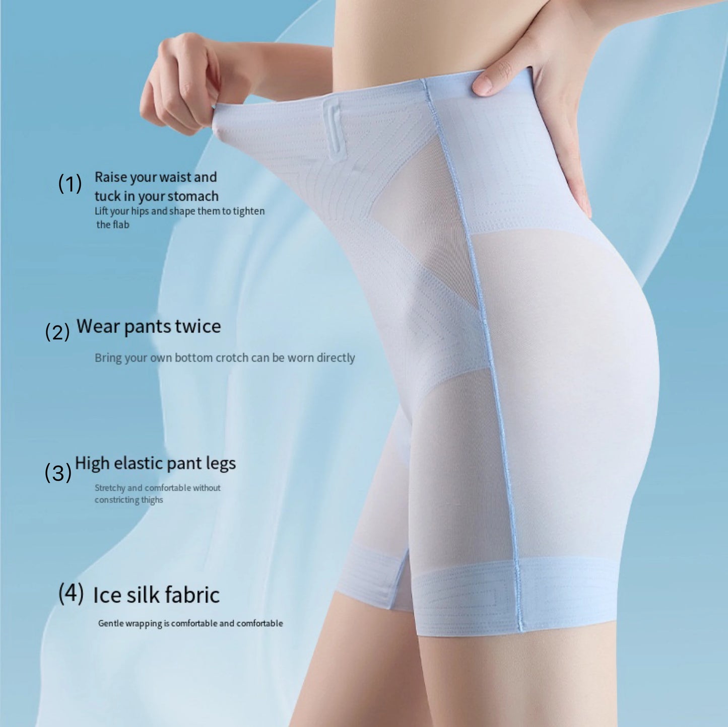 1pcs Women Ultrathin Belly Shaping Brief High Waist Ice Silk Lifting Hip Pants Slimming Panties Shaper Underwear Safety Panty
