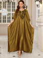 2024 Vintage Embroidery Kaftan Sexy V-neck Batwing Sleeve High Waist Maxi Dress Tunic Women Clothing Summer Beach Dresses Q660