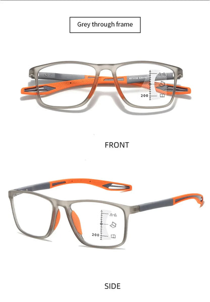 New Trendy TR90 Photochromic Multifocal Reading Glasses 3 in 1 Outdoor Bifocal Sunglasses Sports Anti Blue Near Far Eyeglasses