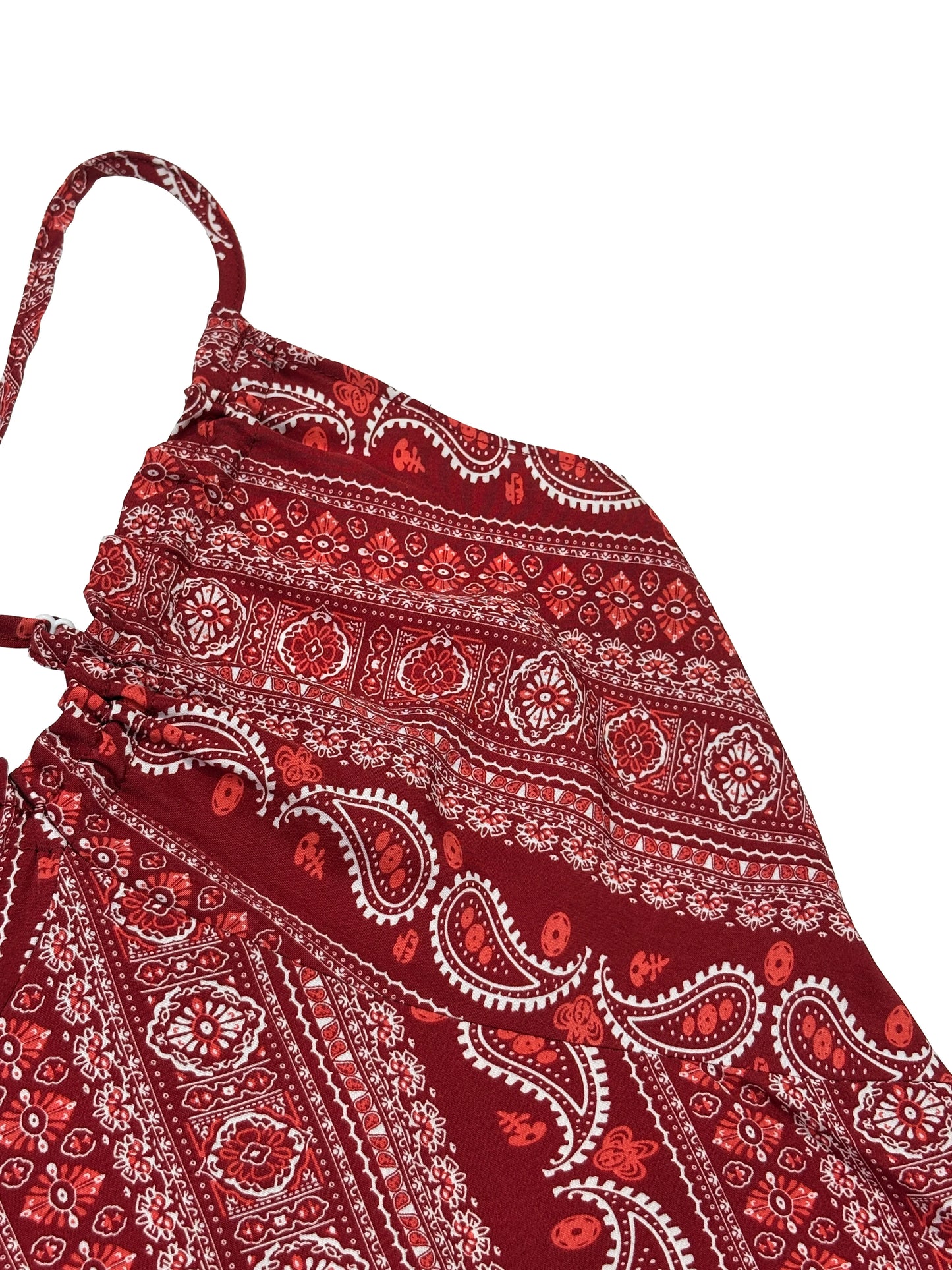 Women's Summer Ethnic Pattern Backless Split Thigh Dress Ladies Summer Clothes Boho Fashion Frill Trim Long Dress for Beach
