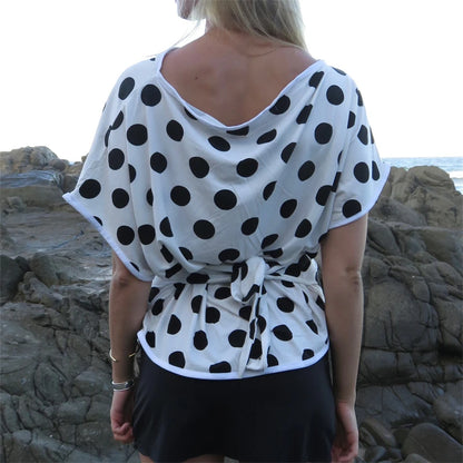 Absobe Polka Dot One-Shoulder Short Sleeve Top For Women Back Lace-up Waist Slim Fit T-Shirt Y2K Hot Girl Casual Tee Streetwear