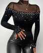 Sexy TeeContrast Lace Cutout Long Sleeve Top ew ashion woman shirt 2022 autumn winter spring blouses female clothing  outfits