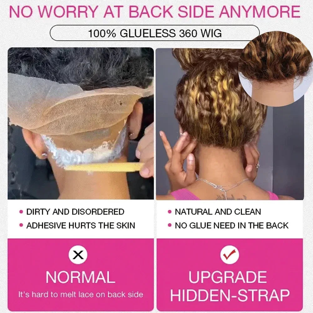 200 Density Invisible Strap Highlight 360 Full Hd Lace Front Wig Honey Blonde Deep Wave Frontal Wig Glueless Wig Human Hair