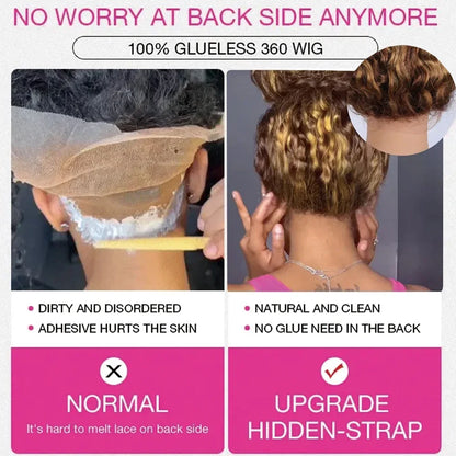 200 Density Invisible Strap Highlight 360 Full Hd Lace Front Wig Honey Blonde Deep Wave Frontal Wig Glueless Wig Human Hair