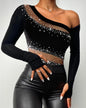 Sexy TeeContrast Lace Cutout Long Sleeve Top ew ashion woman shirt 2022 autumn winter spring blouses female clothing  outfits